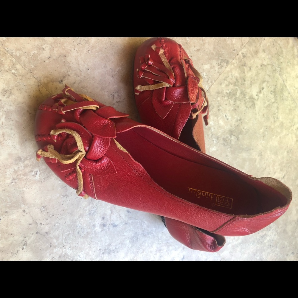 Red leather Socofy Shoes size 42